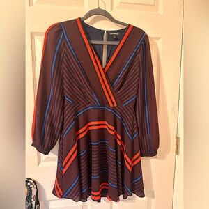 Express Dark Blue Dress with Vibrant Red Trim